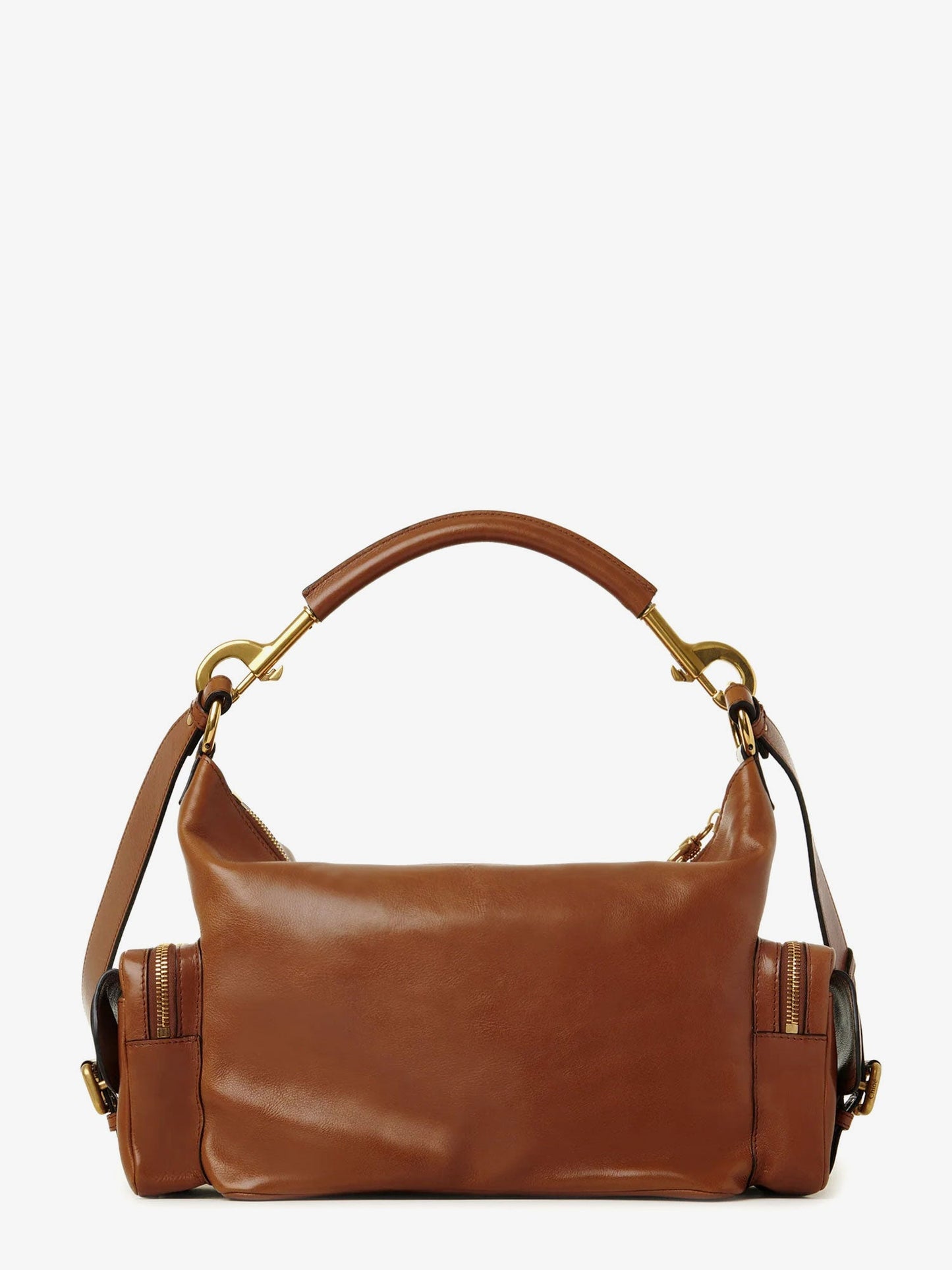 Carry shiny buffalo leather shoulder bag
