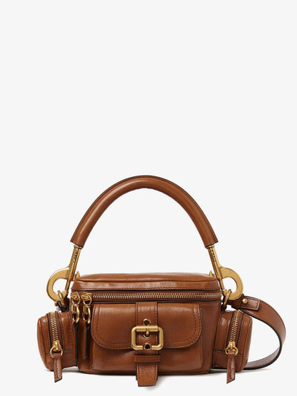 Small double carry leather bag with multipocket detail thumbnail