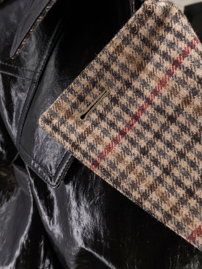 Coated linen trench with wool blend details thumbnail