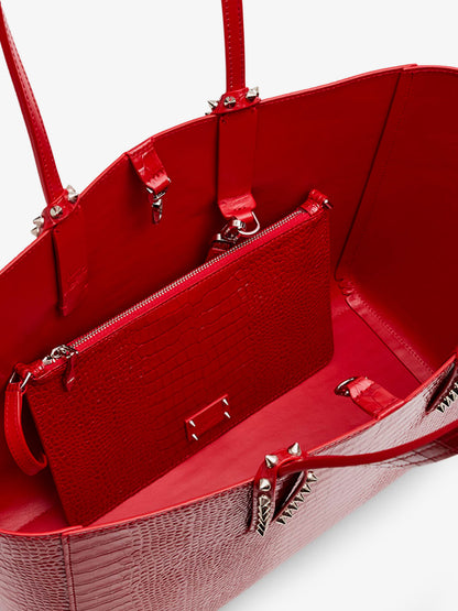 Cabata leather shoulder bag with croco effect thumbnail
