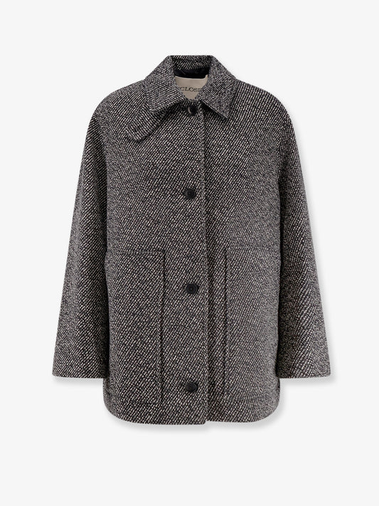 Recycled wool blend short coat