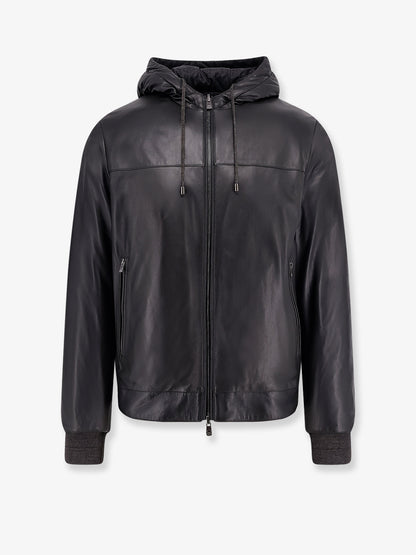 Reversible padded leather jacket thumbnail