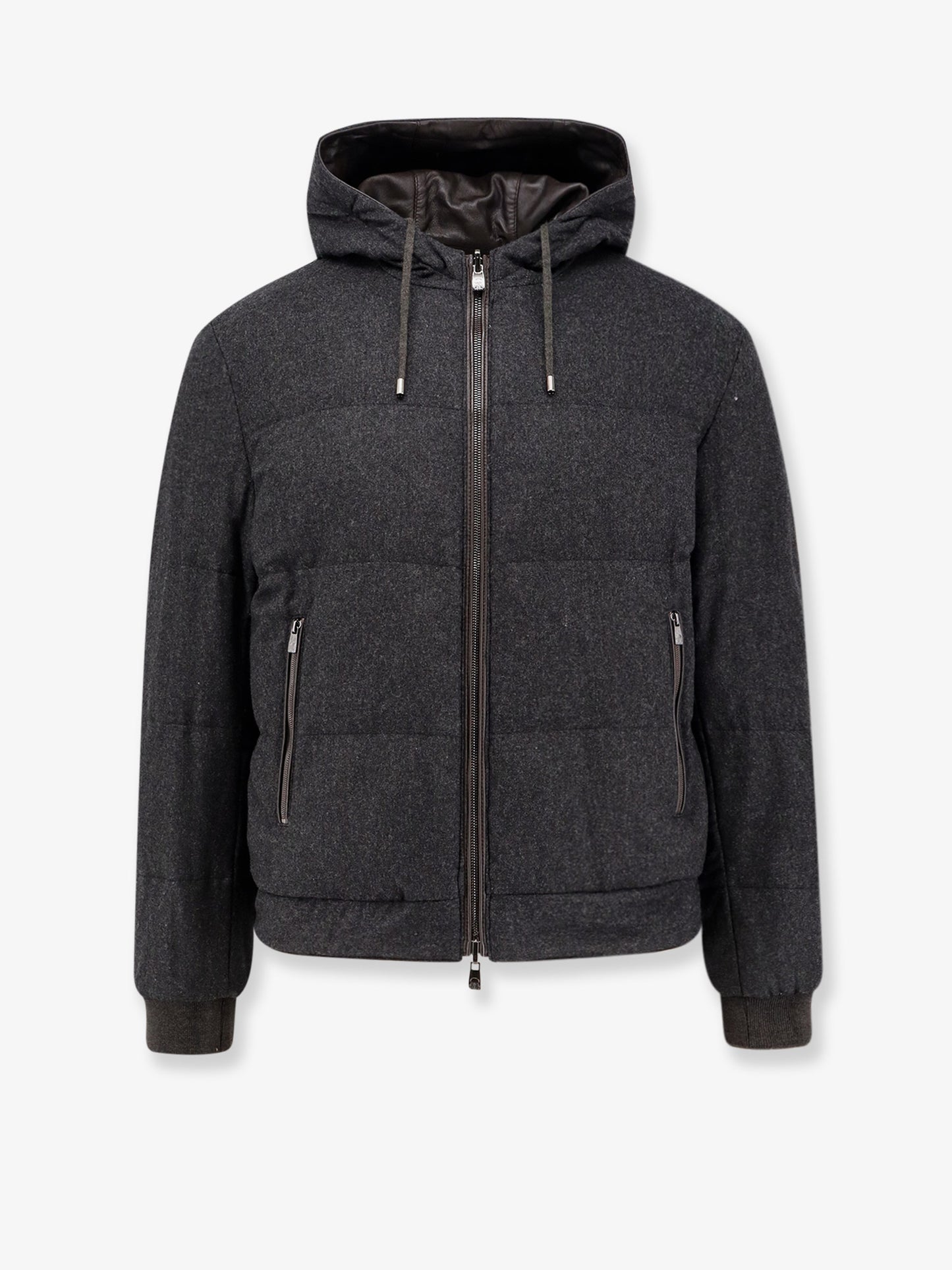 Padded reversible leather jacket