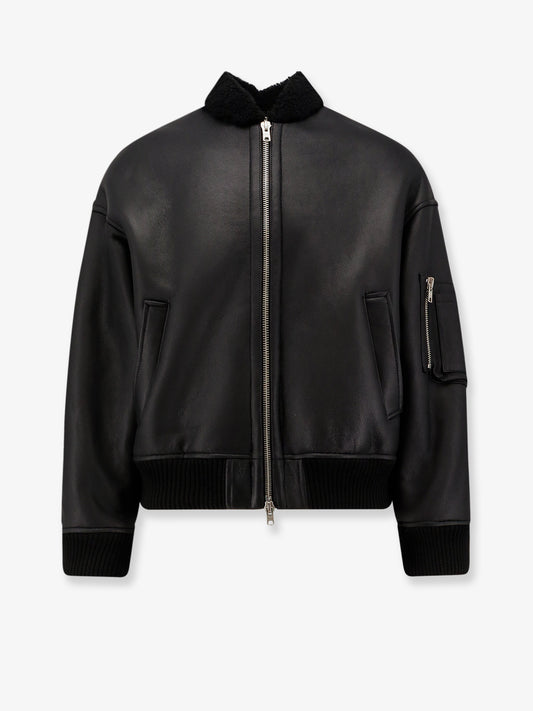 Leather bomber jacket