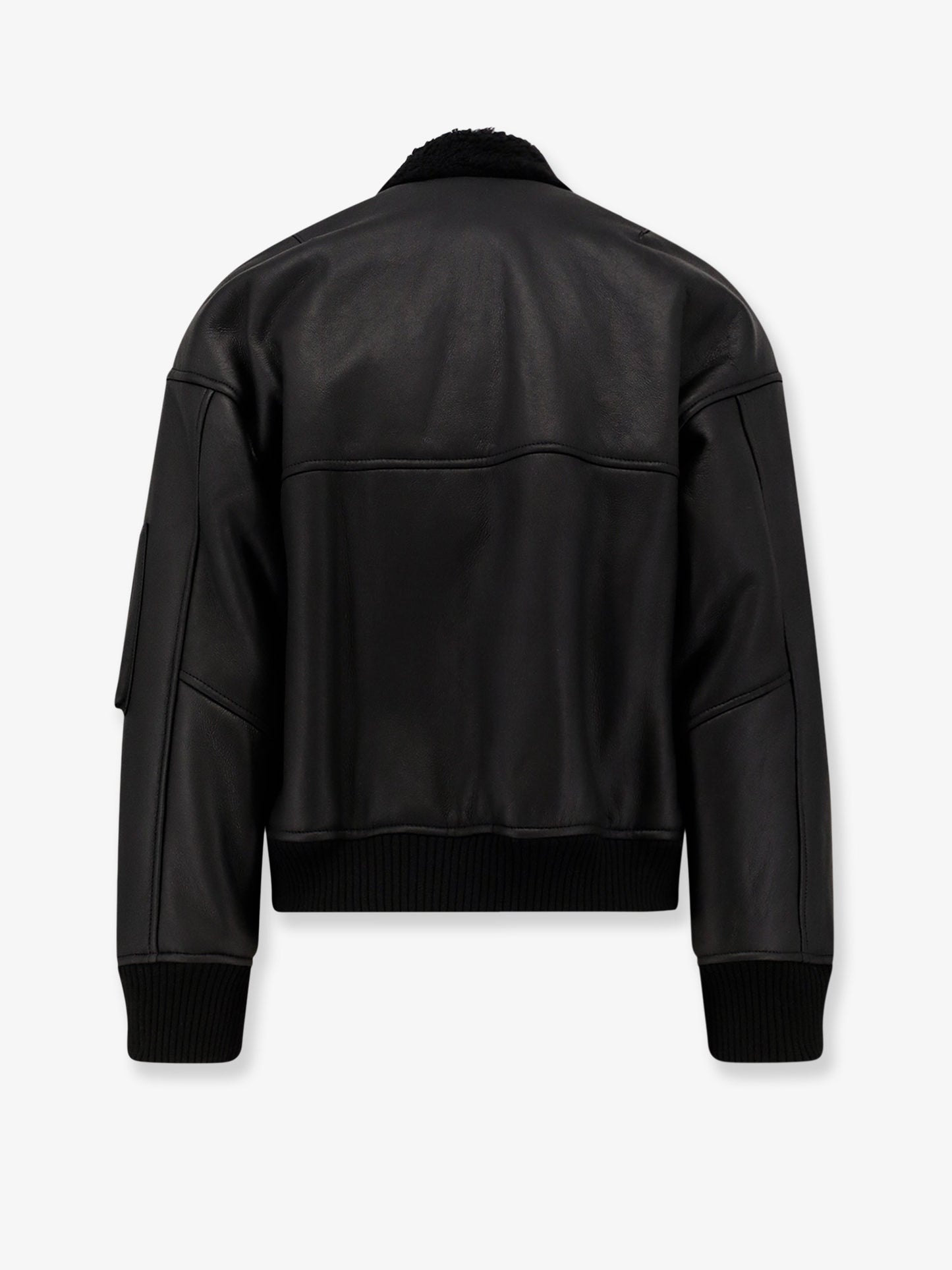 Leather bomber jacket