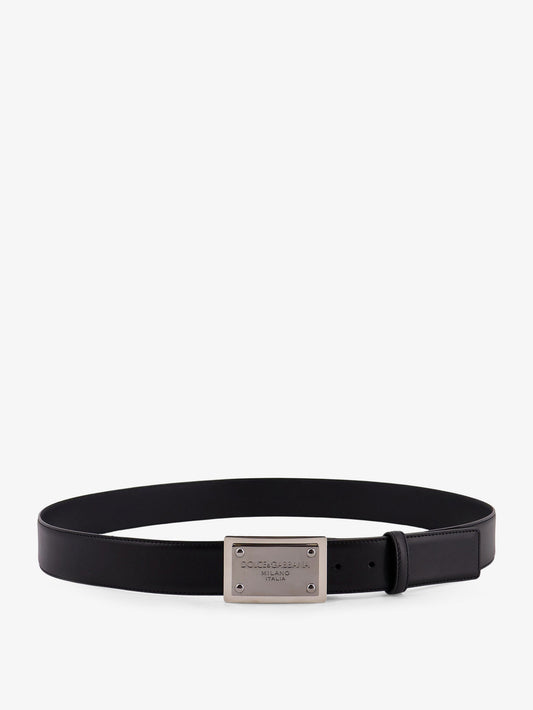 Leather belt with metal buckle