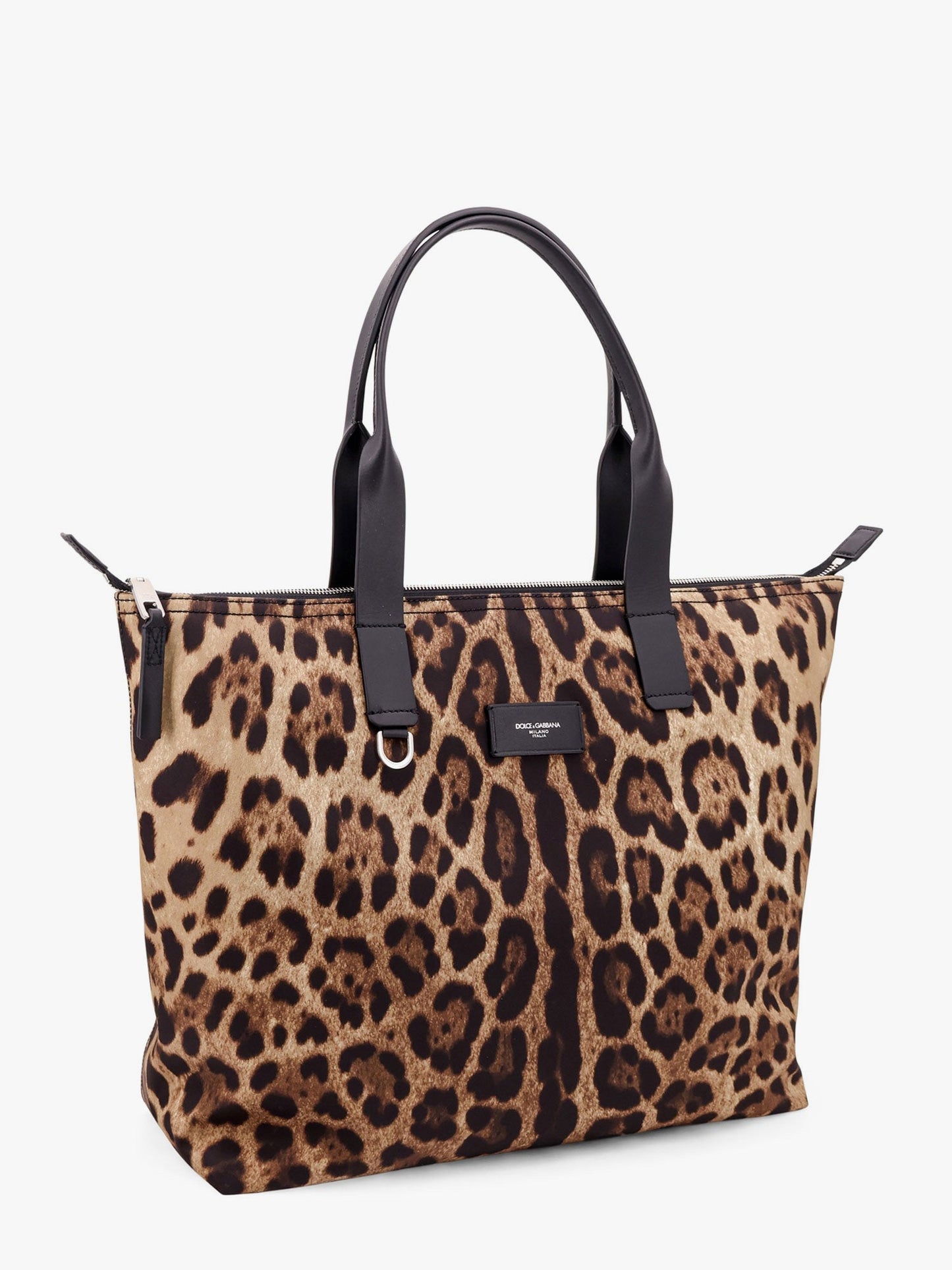 Nylon shoulder bag with animalier print