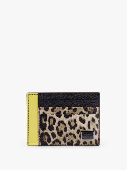 Saffiano leather card holder with animalier insert thumbnail