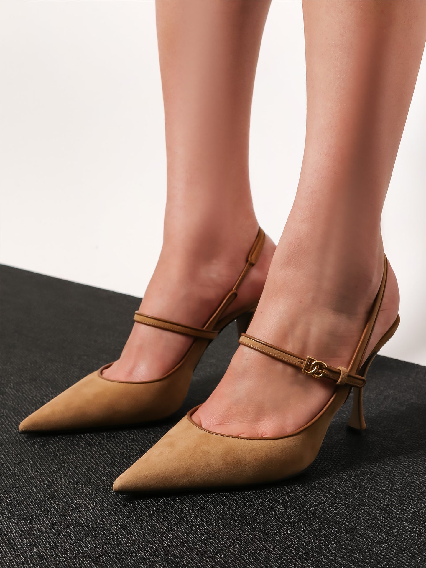 Suede slingback pumps