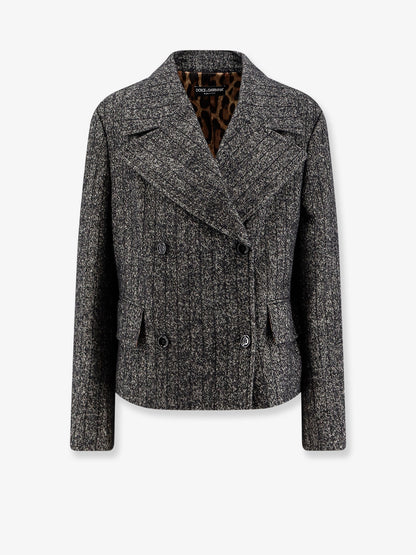 Wool blend striped double-breasted blazer thumbnail
