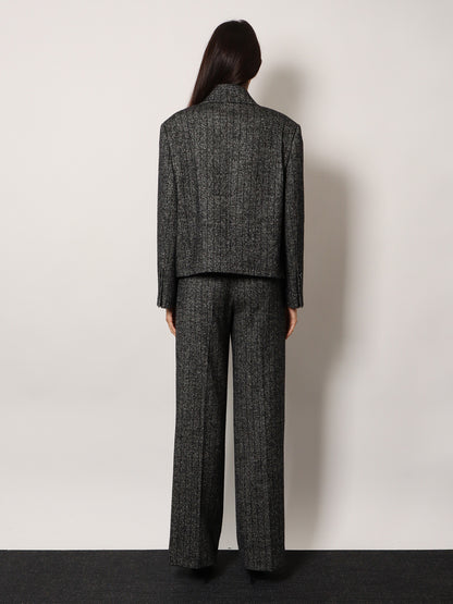 Wool blend striped double-breasted blazer thumbnail