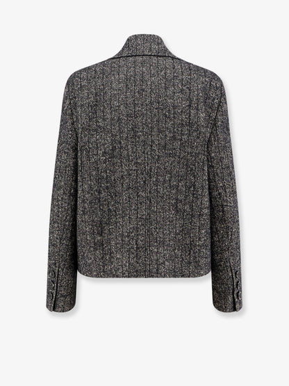 Wool blend striped double-breasted blazer thumbnail