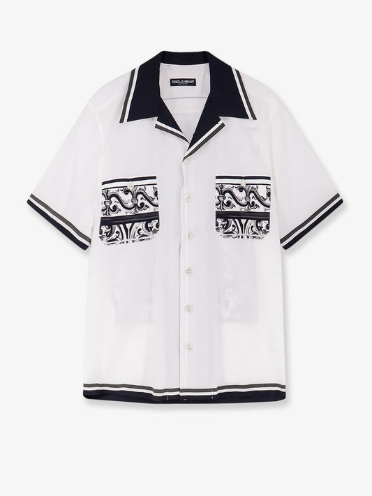 Cotton shirt with maxi Maiolica print on the back