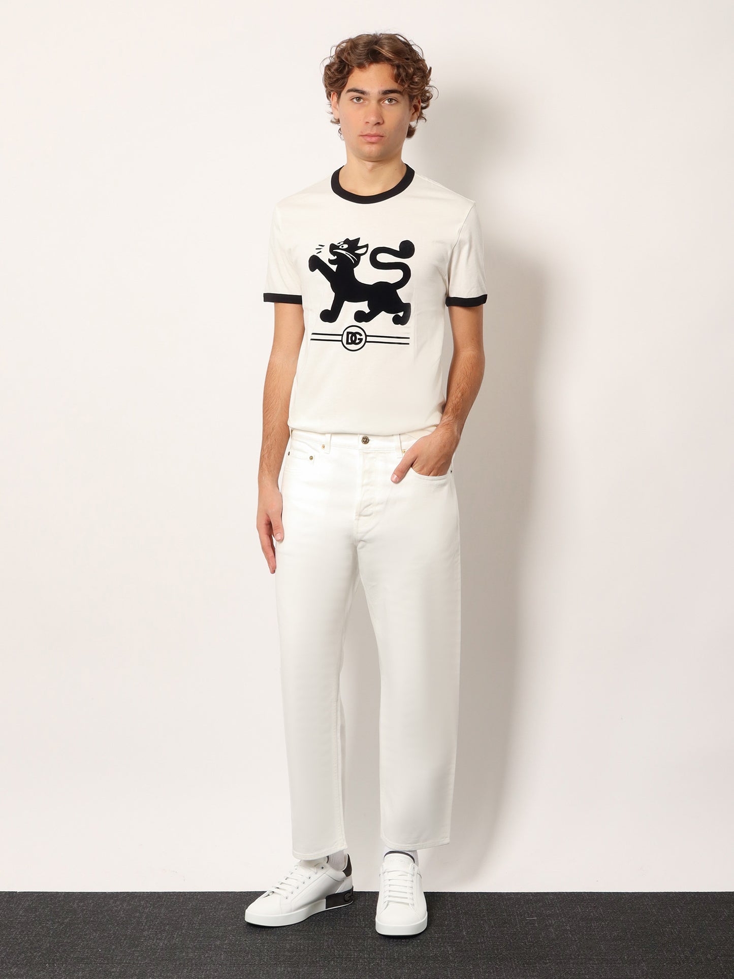 Cotton t-shirt with flocked print