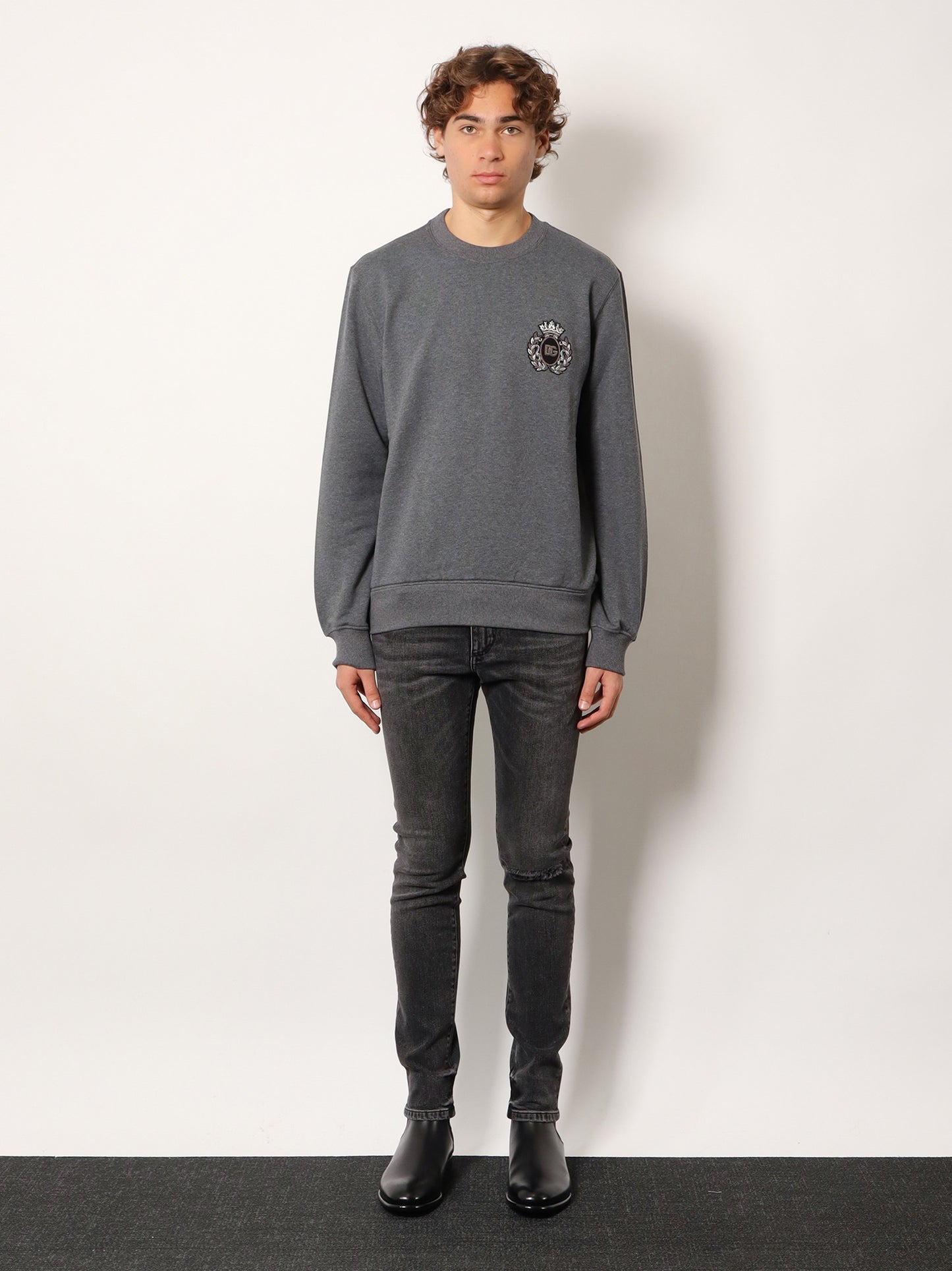 Cotton sweatshirt with logo patch