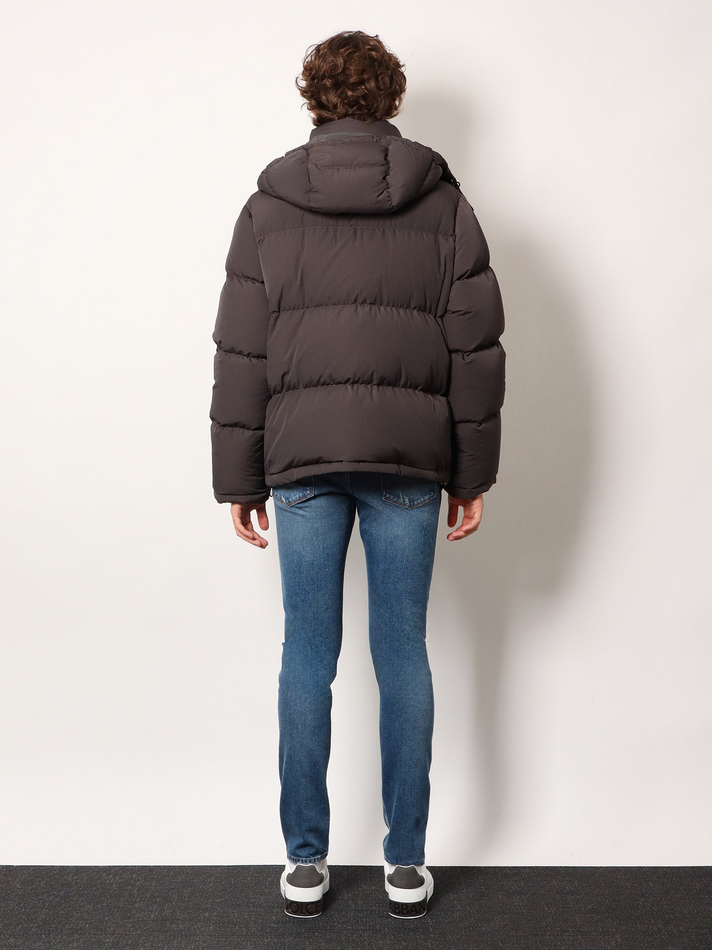 Nylon hooded down jacket