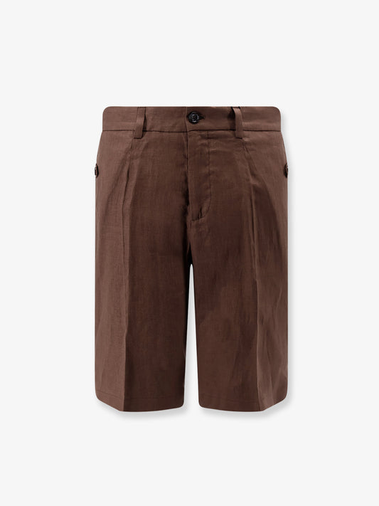 Linen and cotton blend bermuda shorts