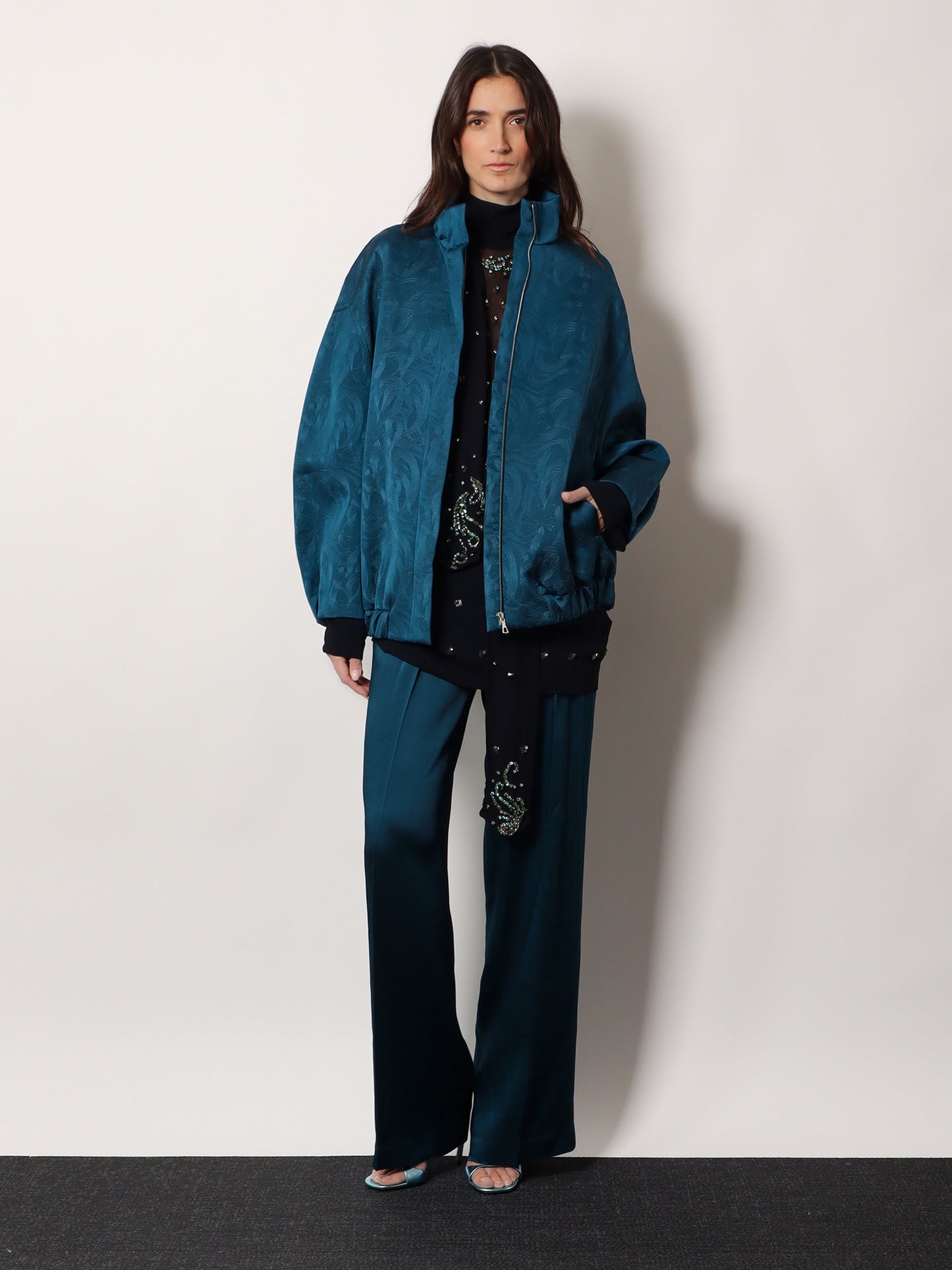 Viscose shirt with rhinestones