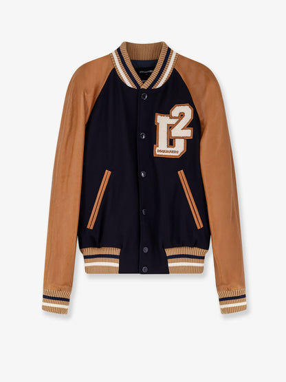 D2 Varsity wool and leather bomber thumbnail