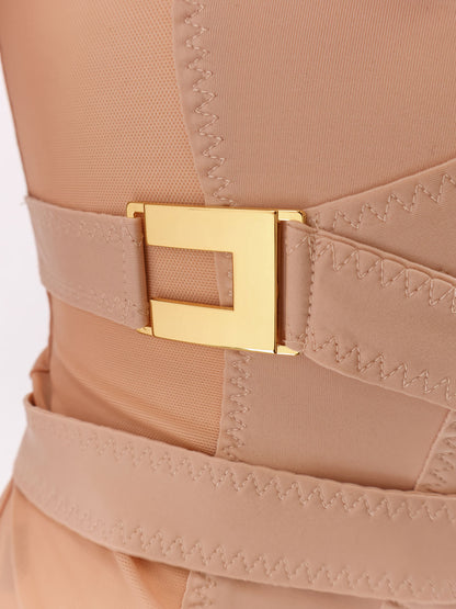 Top in tessuto stretch con dettagli in metallo thumbnail