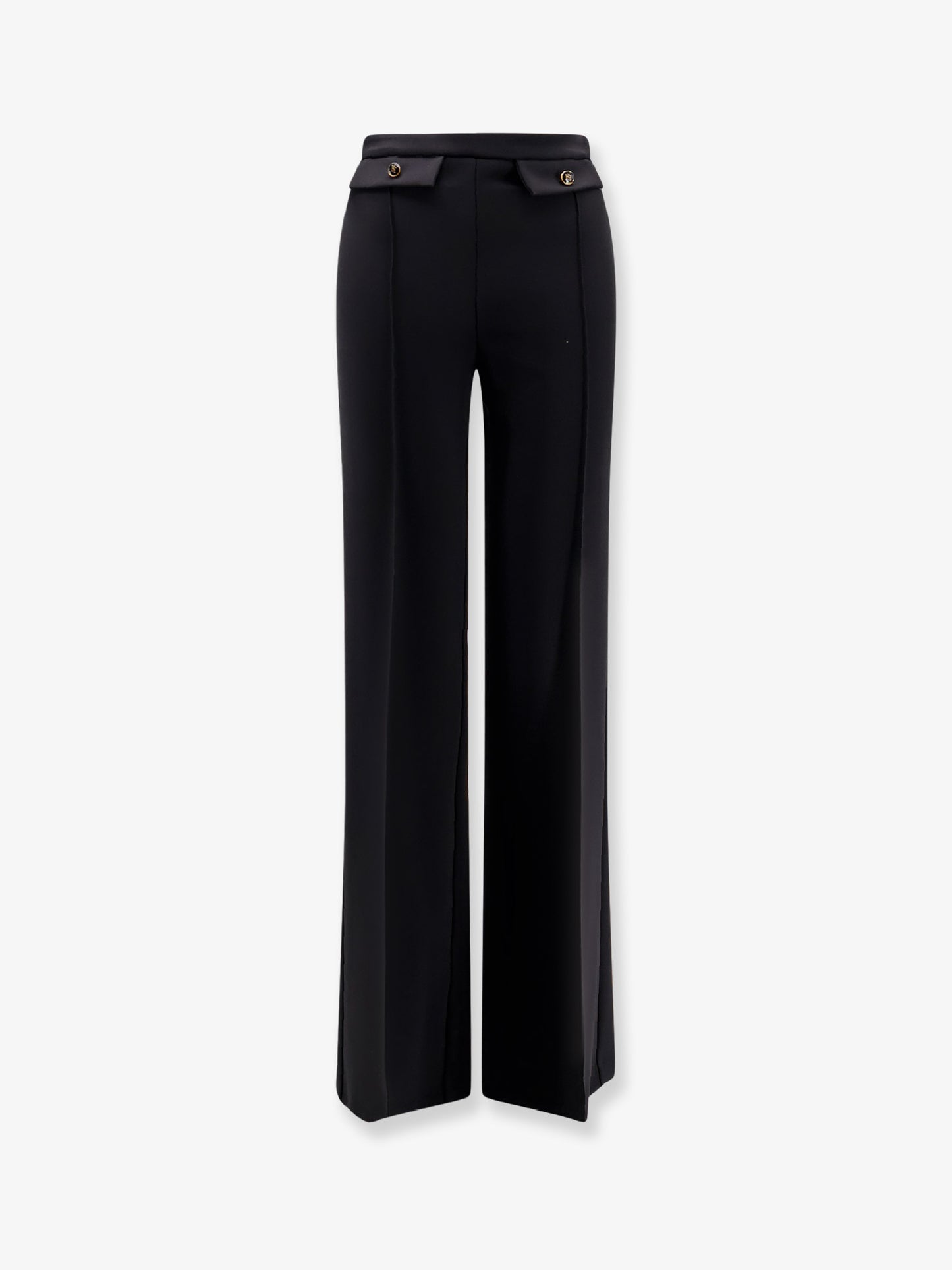 Trousers with double logoed button