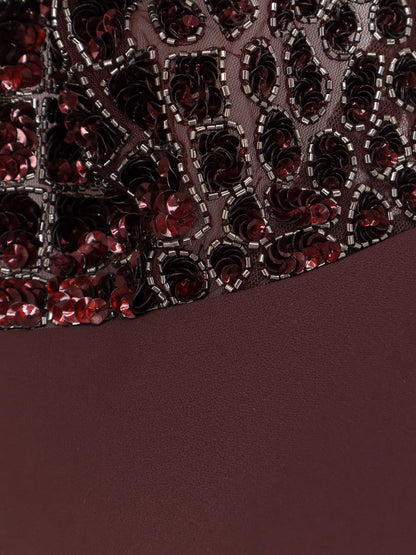 Satin suit with sewuins on the top thumbnail