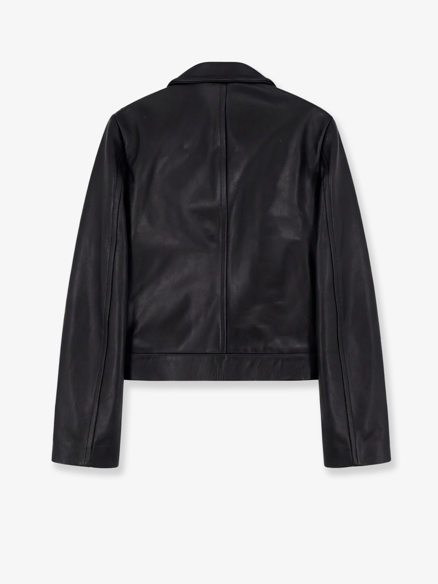 Sid biker leather jacket with metal details on the front