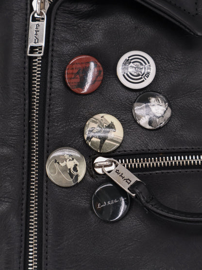 Sid biker leather jacket with metal details on the front thumbnail