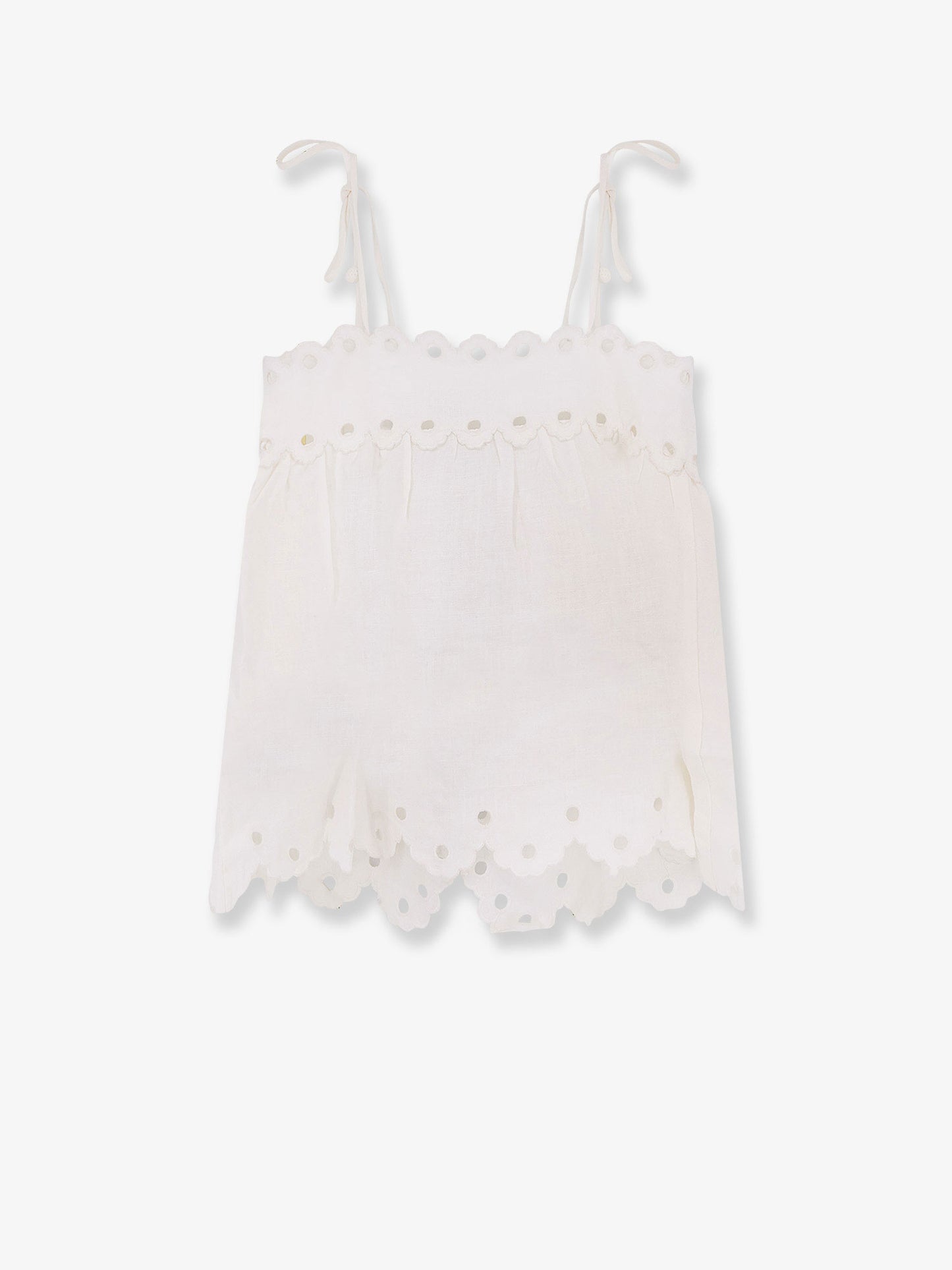 Top in lino traforato