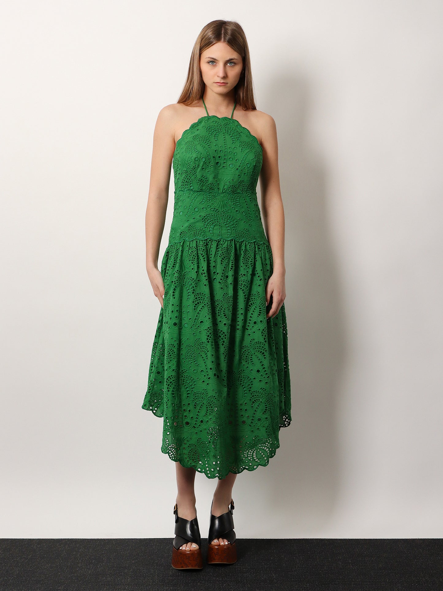 Sangallo lace midi dress