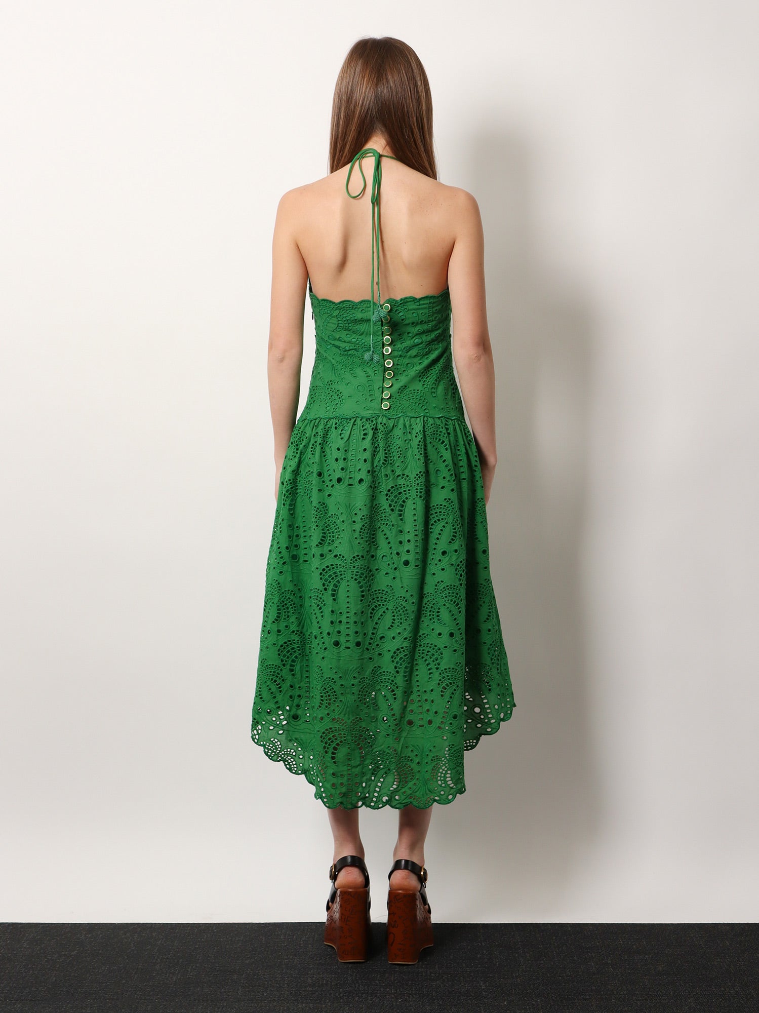 farm rio green lace dress Sangallo lace midi dress FARM RIO