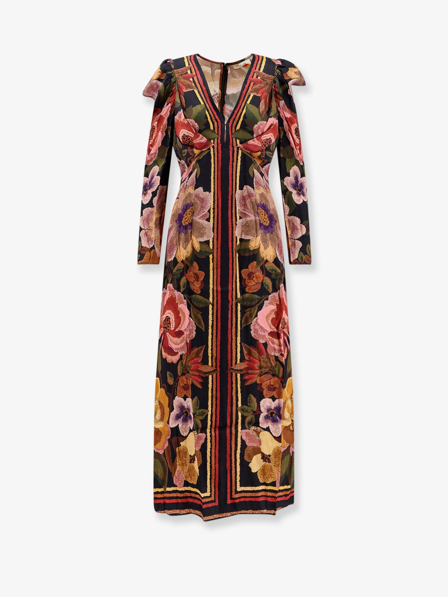 Vestito lungo in viscosa con stampa Chenille Flowers