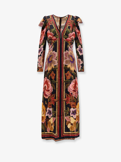 Vestito lungo in viscosa con stampa Chenille Flowers thumbnail