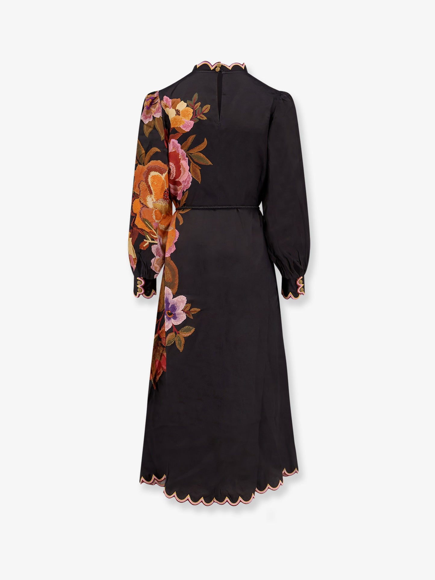 Satin midi dress with floral print