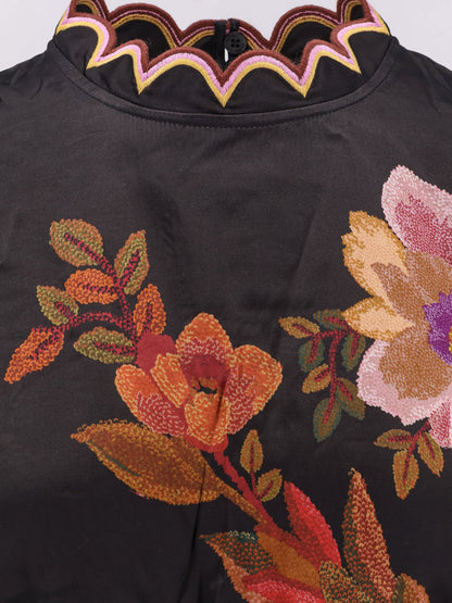 Satin midi dress with floral print thumbnail