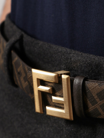 Squared FF reversible leather and FF canvas belt thumbnail