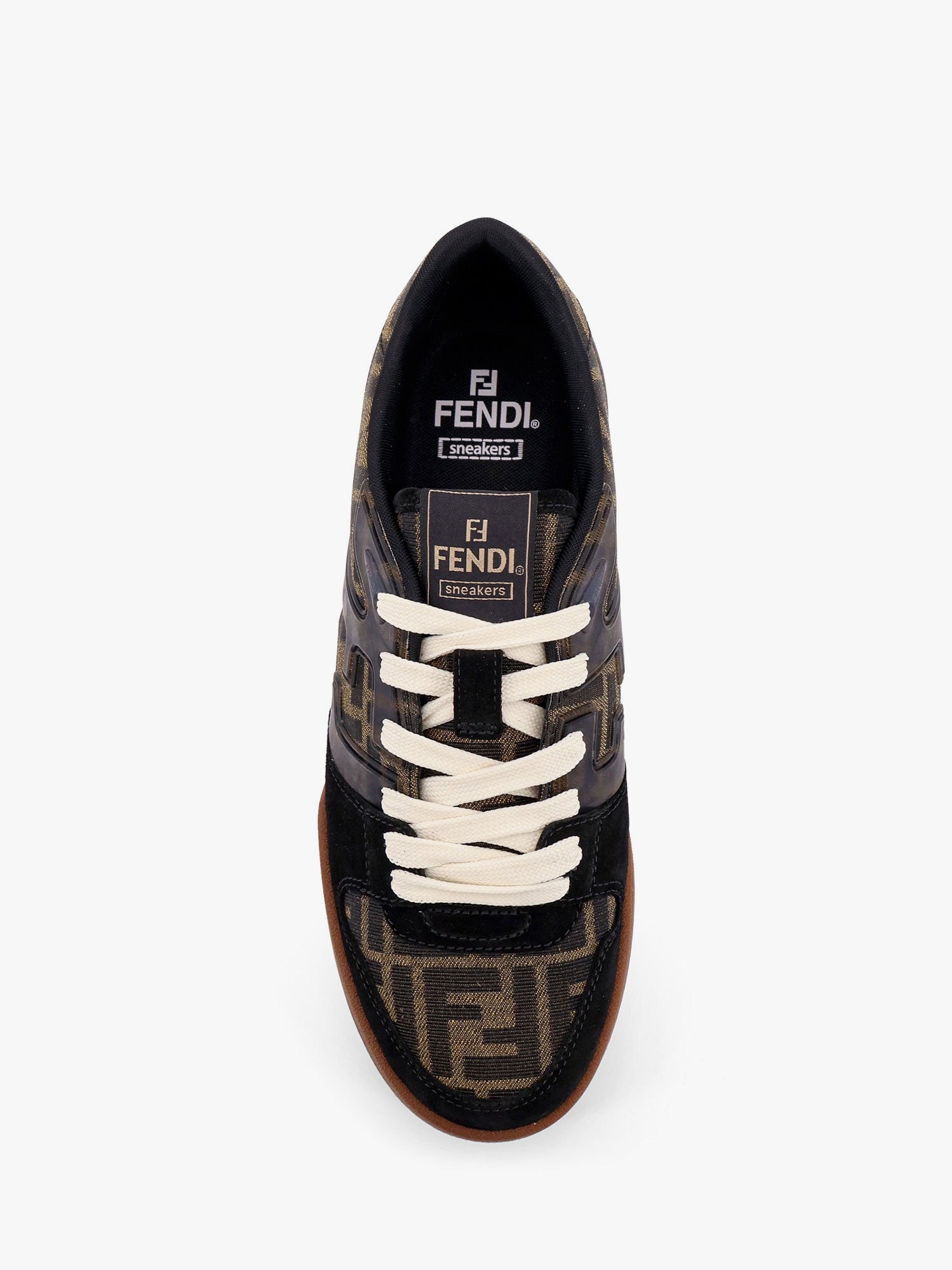 Fendi Match low-top FF jacquard fabric and suede sneakers