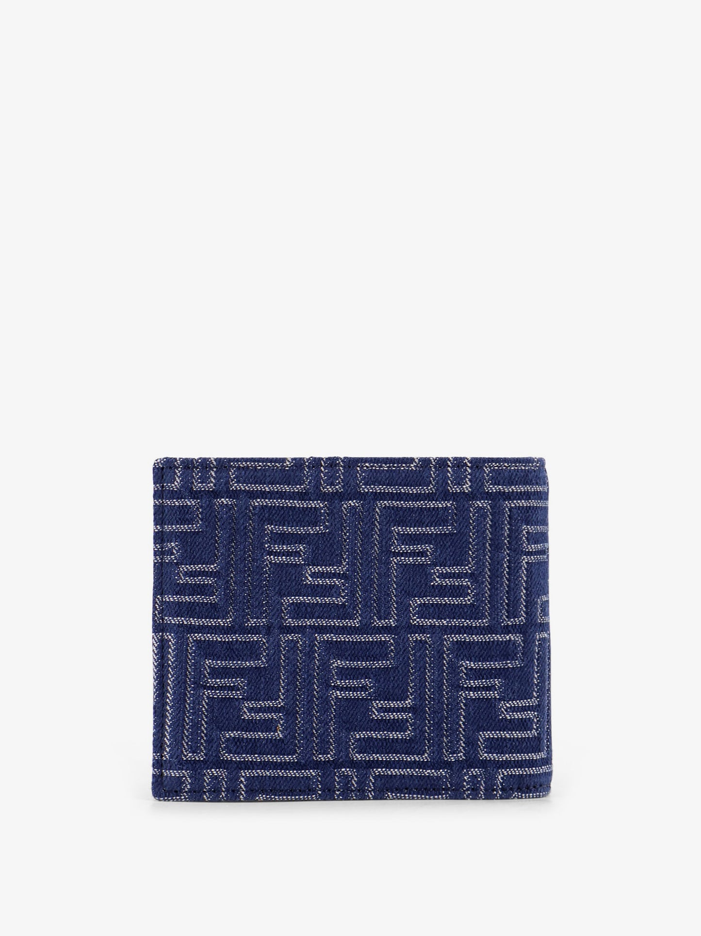 Denim-effect FF Jacquard bi-fold wallet