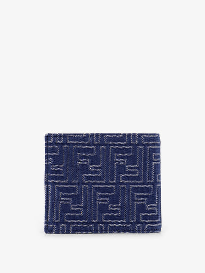 Denim-effect FF Jacquard bi-fold wallet thumbnail