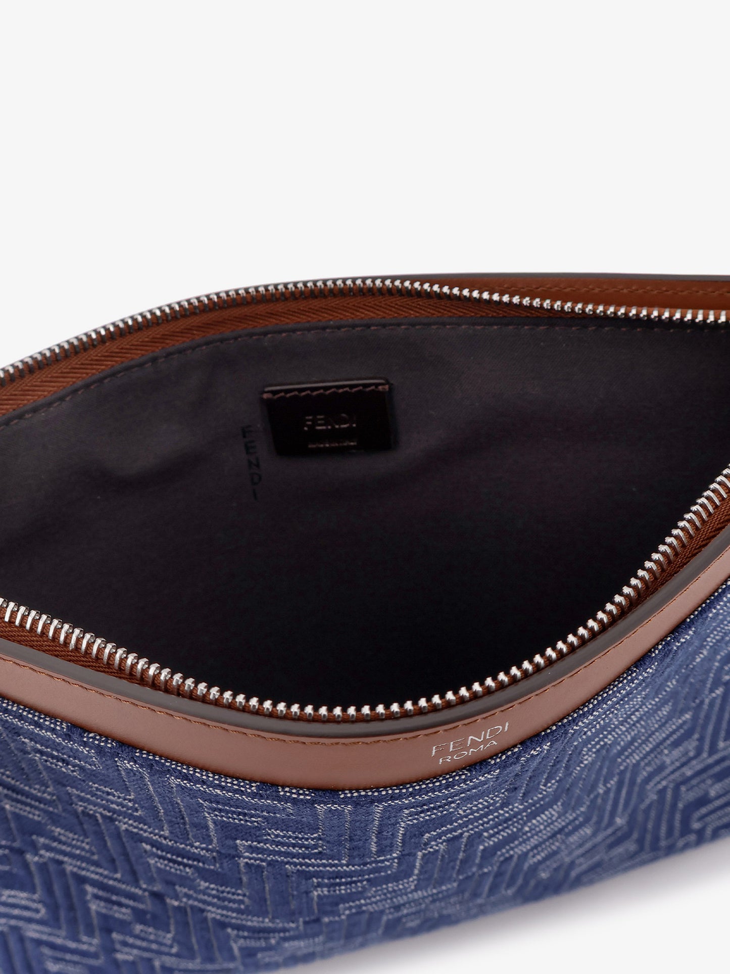 FF Jacquard denim clutch