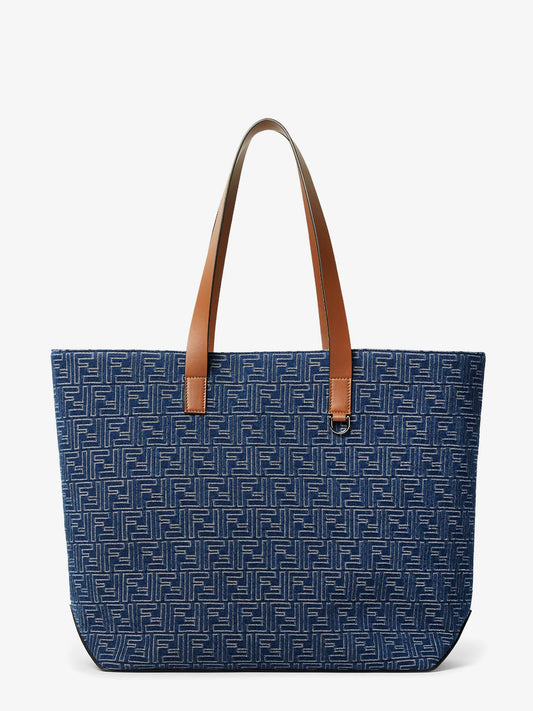 FF Jacquard tote bag with denim effect