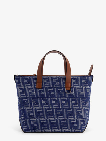 FF jacquard fabric and leather shopping bag thumbnail