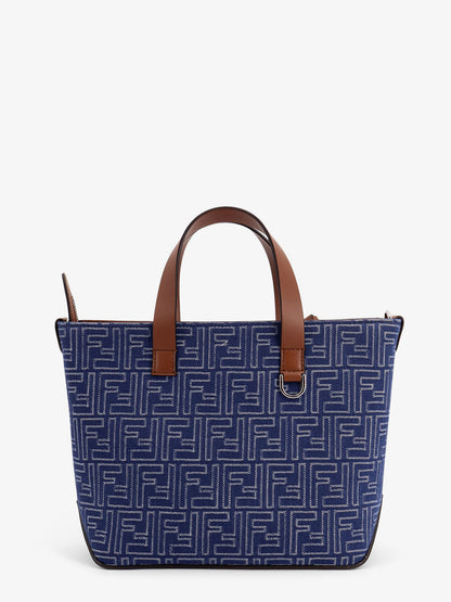 FF jacquard fabric and leather shopping bag thumbnail