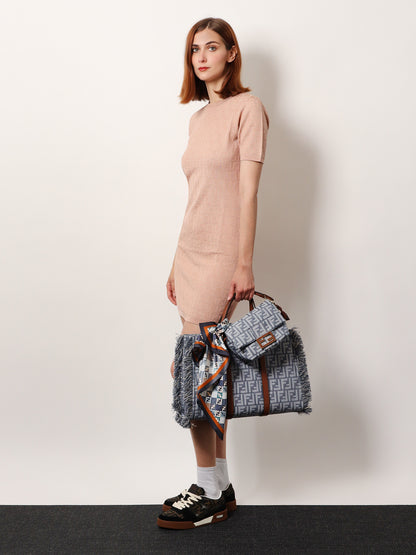 Summer Tote FF jacquard fabric shoulder bag with fringes thumbnail