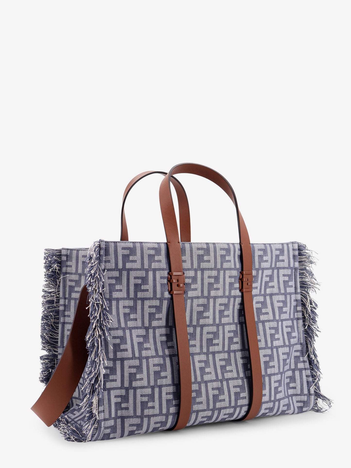 Summer Tote FF jacquard fabric shoulder bag with fringes