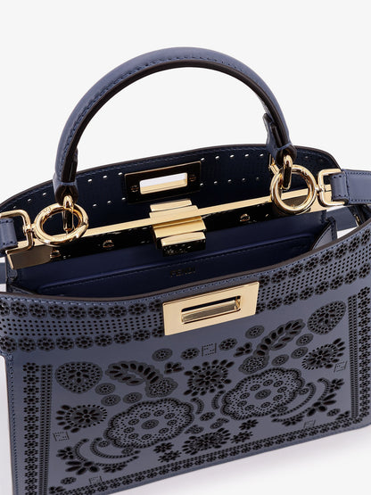 Peekaboo ISeeU Small leather shoulder bag with laser-cut Coral Bandana motif thumbnail