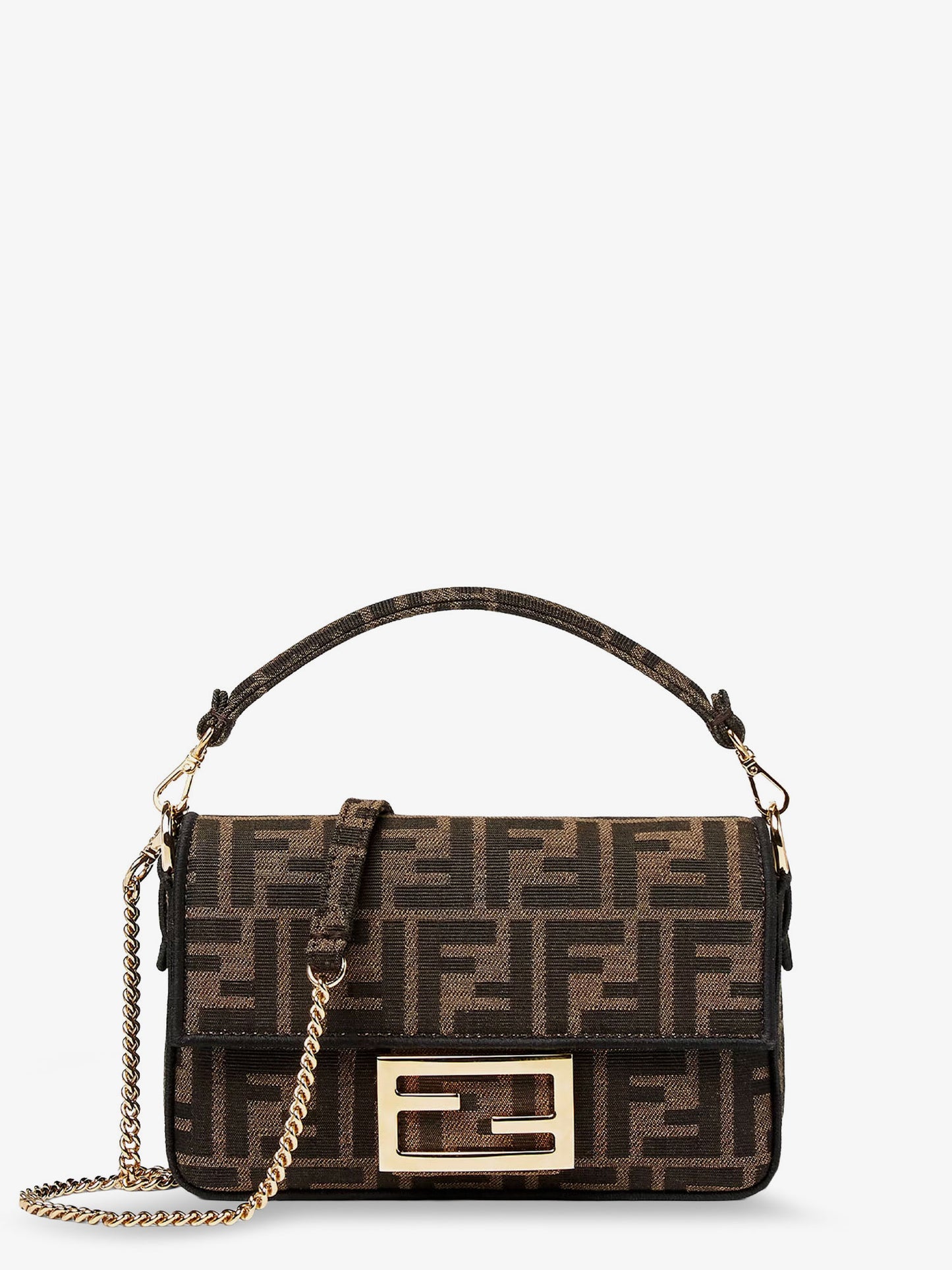 Baguette Mini FF jacquard fabric crossbody bag