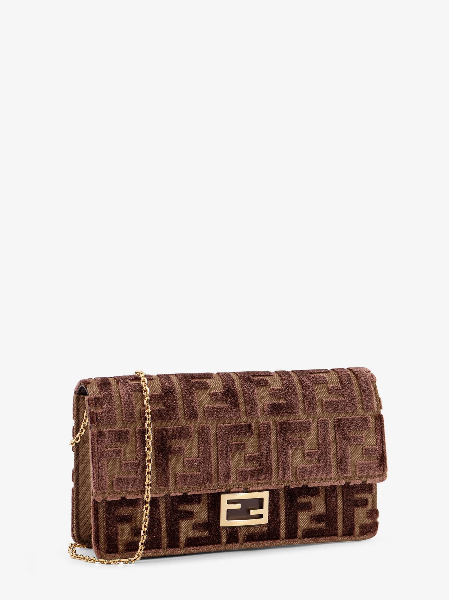 Wallet On Chain Baguette FF velvet jacquard bag