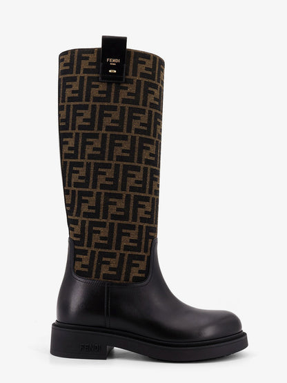 Fendi Filo leather and FF Jacquard Fabric boots thumbnail