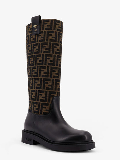 Fendi Filo leather and FF Jacquard Fabric boots thumbnail